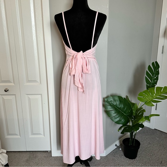 Pastel Pink Backless Maxi Dress - Picture 2 of 4